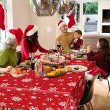 3Pack Christmas Plastic Party Tablecloth For Rectangle Tables Christmas Disposable Table Cloth Decoration Red Snowflake Xmas Tablecloths For Winter New Year Holiday Supplies 54x108in