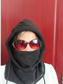 1 Peça Balaclava de Lã Grossa à Prova de Vento para Inverno, Unissex, Adequada para Ciclismo, Caminhada, Esqui - Preto - Visão 5