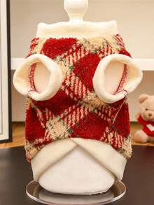 2件套，时尚格子宠物背心+宠物项圈 - 保暖柔软的狗狗毛衣，带牵引环，舒适的小型犬/猫咪服装，时尚的幼犬/幼猫室内/室外日常穿着，保暖宠物外套（多种颜色/尺寸） - 彩色 - 查看 9