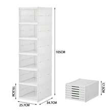 6 Tier Plastic Shoe Storage Box Stackable Foldable Boxes Trainers Organiser - White - View 10