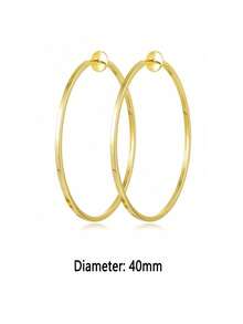 1-4 Pairs Of Fashionable And Exquisite Copper Material Lady Clip-On Hoop Earrings With Spring Clasps Suitable For Non-Pierced Ears. Daily/Party/Beach Fashion Accessories. - Gold - View 16