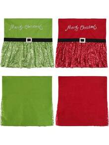 1 Piece Of Sequined Fabric Dining Chair Sofa Back Cover, Size 50 * 50 Cm, Suitable For Most Armless Chairs, Kitchen Holiday Decoration Chair Covers, Christmas Atmosphere Restaurant Kitchen Banquet Hall Bedroom Office Living Room Dormitory Home Decoration Party Decoration Supplies, Detachable And Washable