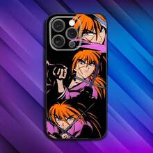 Custodia per telefono compatibile con Anime R-Rurouni Kenshin, adatta per iPhone 17, 16, 15, 14, 13, 12, 11, Pro, Max, Plus, X, XS, SE4, E, Mini, in morbida cover nera