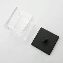 H Apothecary Glass Cotton Jar Holder Qtips, Cotton Balls, Floss, Storage Canister, Bathroom Organization, With Matte Black 304L Stainless Steel Lid, Vanity Organizer - Negro - - Ver 9