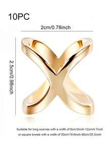 1pc Women Geometric Design Casual Scarf Ring For Daily Life Brooch - Gold - View 7