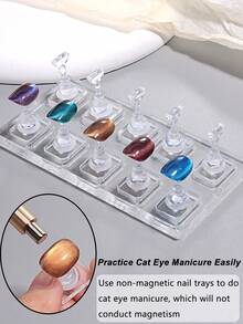 一套椭圆形/长方形亚克力透明美甲练习架，非磁性指甲支架，适合初学者，可用于猫眼凝胶美甲，配有美甲粘土套装、美甲展示工具、DIY美甲沙龙用品