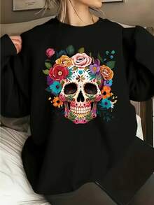 Halloween Graphic Sweatshirt - Nightmare Before Christmas Sweatshirts For Women Streetwear Printed Graphic Hoodie, Y2k Cotton Hoodies For Teen With Warm Thermal Lining For Autumn/Winter, Great For Daily Adventures,Woman Man Classic Black Cotton Polyester Blend Anime Hoodies, Plus Size Hooded Sweatshirts For Going Out Tops Women Skull Season Sweatshirt, Vintage Halloween Horror Night Hoodie - 白色 - 查看 2