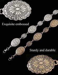 TOPACC Western Metal Concho Belt For Women Cowgirl Chain Belts For Dresses Jeans Country Concert Outfit - 銀色 - 查看 5