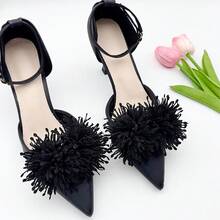 2pcs New Detachable Tassel 3D Embroidered Shoe Clips Decorative Accessories For High Heels, Sandals - Multicolor - View 3