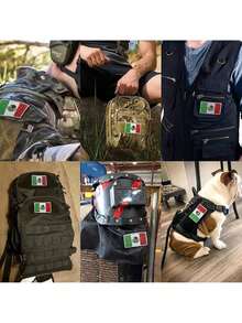 2 Parches De Bandera Deéxico Bordadosácticos Militares Con Gancho Y Bucle, Parche Para Planchar, Parche Colorido De La Bandera Para Sombrero, Mochila, Chaquetas, Pantalones, Vaqueros, Suministros - México - Ver 3