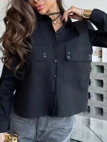 Women's Solid Color Front Button Casual/Work Shirt