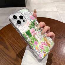 Funda magnética para phone 11/12/13/14/15/16/Promax con diseño de collage verde. Resistente, compatible, a prueba de golpes, de silicona. Elegante, duradera y fácil de usar - transparente - Ver 5