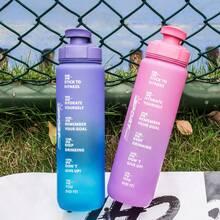 1 bình nước nhựa nắp lật dung tích lớn 750ml/25oz & 1000ml/32oz có vạch chia thời gian, dây đeo, thích hợp cho các môn thể thao ngoài trời, chạy bộ, đạp xe, làm quà tặng ngày lễ - Nhiều màu - Xem 11