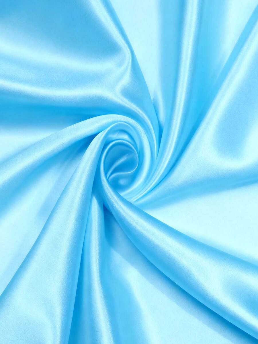 1pc Light Blue Silk-Like Smooth Satin Fabric, Suitable For Bride, Wedding, Dress, DIY, Decoration - Light Blue - View 1