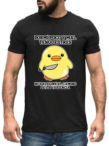 Playera de algodón con estampado de pollito - Negro - Ver 2
