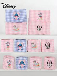 Disney 1个装大容量化妆篮，绣有米妮米奇图案，桌面收纳篮，办公杂物收纳篮，桌面收纳篮，化妆品收纳篮，护肤品收纳篮，婚礼伴娘礼物，妈妈礼物，生日礼物，送给朋友和老师的礼物，家居装饰，浴室客厅卧室装饰。