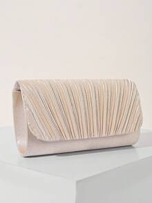 REMANLAND Exquisite And Simple Women's Party Bag, Apricot Striped Pleated Evening Handbag, Suitable For Women's Party, Wedding, Dinner, Banquet Evening Bag, Suitable For Party Girls, Ladies, Suitable For Women To Attend Parties, Weddings, Dances, Dinner/Banquets, Is The Best Gift For Women