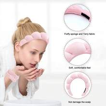 Dây đeo cổ tay giặt bằng sợi nhỏ thời trang Scrunchies Băng đô phồng Băng đô bọt biển dùng để rửa mặt, trang điểm khi tắm, chăm sóc da - Nhiều màu - Xem 2