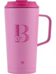 LuckyLy Termo para Café de Acero Inoxidable Iniciales 500ML, Doble Aislamiento Térmico y Tapa Hermética Antigoteo, Vaso Térmico tipo Taza ideal como Regalos para Mujer y Mamá – Modelo Nelly, Letra S - Letra B - Rosa - Ver 8