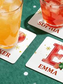 Custom Name Acrylic Coasters - 1/2/4pcs Personalized Initial Drinks Coaster, Square Acrylic Cup Mat For Home Bar Kitchen Dining Table, Custom Text Coasters For Christmas Thanksgiving Birthday Party Decor, Personalized Coasters For Family Friends Couples Gift, Durable Acrylic Drink Coasters To Protect Tabletop From Water Stains Scratches, - Normal - View 7