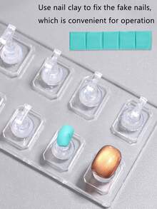一套椭圆形/长方形亚克力透明美甲练习架，非磁性指甲支架，适合初学者，可用于猫眼凝胶美甲，配有美甲粘土套装、美甲展示工具、DIY美甲沙龙用品