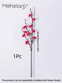 MEHELANY 5/3/1件 人造白梅花，仿丝冬绿塑料花，适用于婚礼、家居、办公室、卧室、派对餐桌装饰、室内/室外春季装饰、生日、周年纪念、情人节礼物（不含花瓶） - 玫紅 - 查看 5