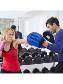 2PCS Boxing Mitts, Punching Mitts, Kickboxing Muay Thai Pads, Training Boxing Target Pads/Gloves, Martial Arts Youth, Men & Women (PU Leather) - Azul - Ver 8