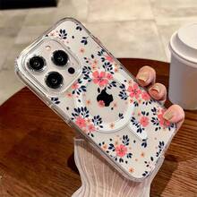 Teléfono: Funda magnética transparente de alta definición con diseño de flor rosa, resistente a caídas. Compatible con phone 16/16 Pro/16 Pro/16 Plus/15/ 15 Pro/ 15 Pro/ 15 Plus/ 14/ 14 Pro/ 14 Pro/ 14 Plus/ 13/ 13 Pro/ 13 Pro/ 12/ 12 Pro/ 12 Pro/ 11/ 11 Pro/ 11 Pro/ X/ XS/ S22/ S22 Plus/ S22 Ultra/ S23/ S23 Plus/ S23 Ultra/ S24/ S24 Plus/ S24 FE/ S24 - transparente - Ver 3