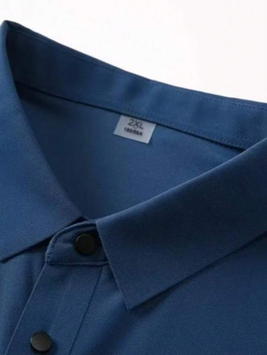 Men's Polo Shirt Silk Fabric Ice Casual Summer - Màu xanh hải quân - Xem 1