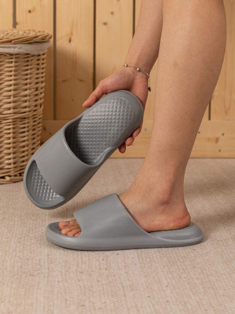 Pink Massage Slippers, Soft & Comfortable, Arch Support, EVA Material, Slide Sandals For Women, Summer - Grey - View 1