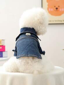 PETCIRCLE 1件宠物衣服，狗狗/猫咪套装，小型犬/幼犬时尚可爱舒适藏蓝色衬衫 - 彩色 - 查看 3