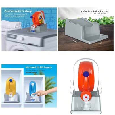 TidyFriend - Soporte para detergente lquido para ropa con bandeja de goteo y pies de agarre de goma, soporte para organizacin y almacenamiento de lavandera, dispensador de suavizante de tela con