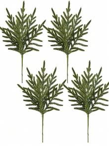 1 件人造松树叶树枝真实触感假绿叶松枝仿茎适用于 DIY 圣诞花环装饰和家庭花园装饰 - 綠色 - 查看 11