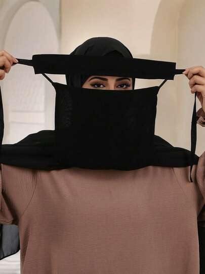 قناع وشاح مسلم مركب من الشاش للنساء، قناع وجه متعدد الاستخدامات مريح ناعم يوفر حماية من الأشعة فوق البنفسجية، مناسب للاستخدام اليومي مع العباءة وغيرها