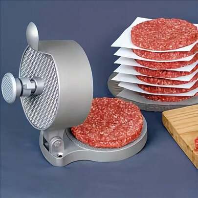 1 Set Of Heavy-Duty Manual Meat Patty Press, Including 100 Pieces Of Grilled Meat Silicone Oil Paper, Adjustable Thickness Control - Heavy-Duty Base And Lever Mechanism, Durable Aluminum Structure, Making Juicy And Uniform Burgers, Steaks, And Meat Patties - Easy To Clean And Space Saving Design, Compact And Sturdy, With Ergonomic Handle For Precise Molding, Suitable For Christmas And Other Holiday Gatherings And Home Kitchens