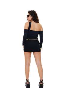 GABI CROPPED TOP WITH LONG SLEEVE CUTOUTS - Black - View 2