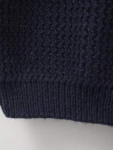 Infant Round Neck Long Sleeve Warm Knit Sweater - Royal Blue - View 6