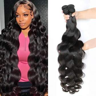 Human Hair Bundles Body Wave Bundles Human Hair 100% Unprocessed Brazilian Virgin Hair 4 Bundles, Holds The Curls Well, Keep Silky Soft After Multiple Washes