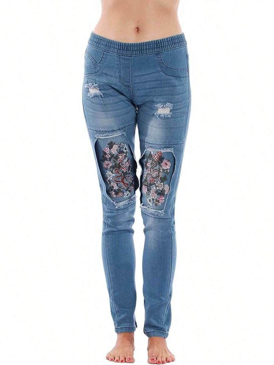 Denim Wash Jeggings For Womenhalloween