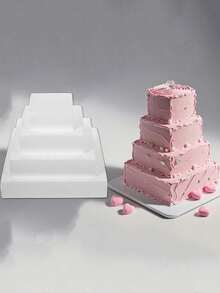 1pc Round White Foam Cake Model, Foam Model For DIY Cake Decoration Practice And Decoration, Wedding Display, Floral Decoration, Cake Stand, Baking Display, Christmas Party Cake, Hotel Cake Model Prop - Multicolor - View 2