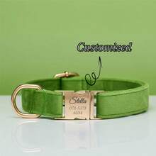1pc Customizable Velvet Pet Dog Collar With Name & Phone Number, Bow Tie Decor, Suitable For Party & Daily Use, Gift For Pets - Multicolor - View 14