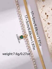 Tkool Bộ 2 vòng tay mặt dây chuyền hình trái tim bằng thép không gỉ, thích hợp cho trang phục thường ngày và ngày lễ - Vàng - Xem 3