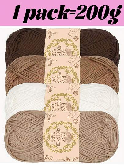 200g, 4-Piece Colorful Yarn Set, Ideal For DIY Crochet And Knitting Projects, Handmade, Great Gift For Beginners, Soft Multi-Color Knitting Set Suitable For Artistic Projects Like Bags, Blankets, Dolls, Accessories, Sweaters, Shawls, Scarves, Suitable For Holidays And Birthday Gifts Like Halloween, Christmas, Each Skein Weighs 50g, No Packaging