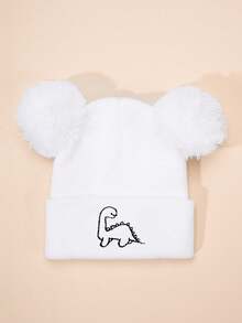 1pc Plush Dinosaur Embroidered Knit Hat, Y2K Style Children Outdoor Casual Versatile Winter Beanie, Suitable For Daily Wear - Knitted Hat - View 17