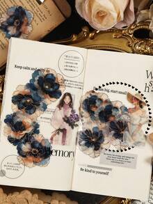 20 pezzi/confezione Adesivi colorati a tema floreale in foil, adesivi decorativi creativi e di , materiali per decorazione fai-da-te, scrapbooking e artigianato, regali per le vacanze, forniture personalizzate per scrapbooking e scuola