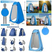 Carpa de Ducha para Acampar, Tienda de Campaa de Privacidad Desplegable para Ducha, Bao Portatil Acampar para Adultos Camping Ligero, para Ampamento, Caminar, Viajar a la Playa Junto al Mar - Azul - Ver 1