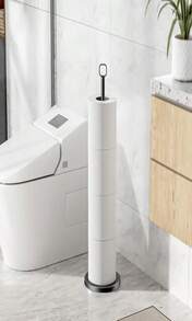 Chinpakden Toilet Paper Holder Stand - Free-Standing Tissue Paper Storage With Reserve Function, Stainless Steel Toilet Paper Roll Holder For Bathroom, Black - ColorA - 查看 4