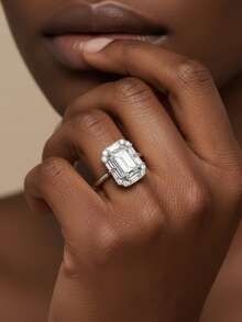 1pc Women's Wedding Ring, Elegant 2.4g S925 Sterling Silver 2 Carat Moissanite Ring, Bohemian Palace Style, Engagement, Wedding, Anniversary, Valentine's Day Gift, Comes With Moissanite Certificate And Deluxe Gift Box - Silver - View 5