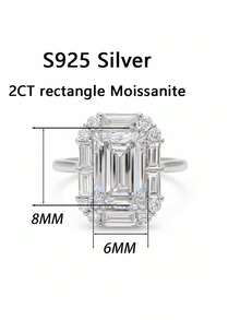 1pc Women's Wedding Ring, Elegant 2.4g S925 Sterling Silver 2 Carat Moissanite Ring, Bohemian Palace Style, Engagement, Wedding, Anniversary, Valentine's Day Gift, Comes With Moissanite Certificate And Deluxe Gift Box - Silver - View 3