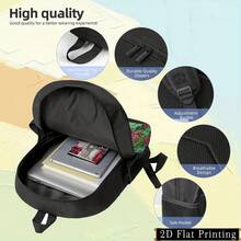 1PC Colorful Single-Sided Printed Student Backpack Pink Rose Print Starry Sky City Landscape Hand Washable Backpack Personalized Zipper Multi-Use Shoulder Strap Back And Waist Protection Design Backpack, Fashionable IPad Laptop Backpack, Large Space, Multi-Category Compartments Full Print Body, Handheld Design With Adjustable Shoulder Straps, Elastic Pockets On Both Sides Of The Backpack, Suitable For Men And Women For Campus, Travel, Outdoor, Sports Lightweight Backpack - Mix - View 5